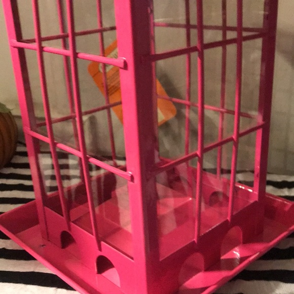 Fuschia Metal Lantern Bird Feeder - Picture 4 of 10